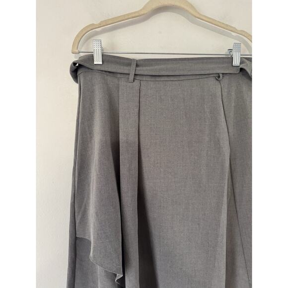 NWOT Halogen Faux Wrap Gray Belted Midi Skirt Women’s Size Medium - Picture 5 of 7